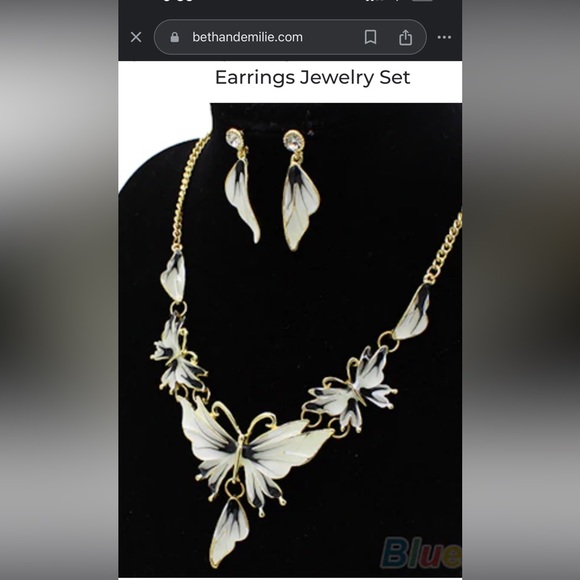 Alloy Butterfly Designed Chain Necklace and Earrings set NWT in original box - Picture 1 of 5